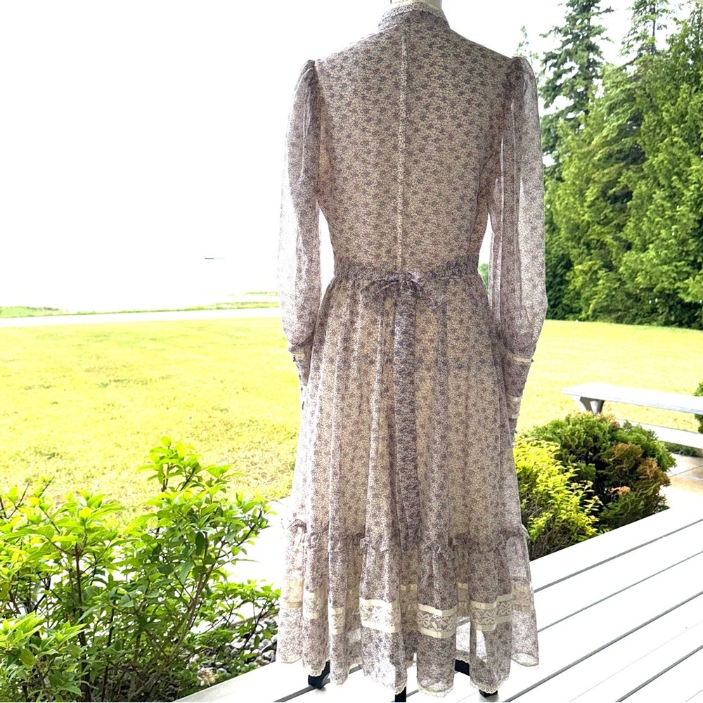 Vintage 80's Gunne SAX Prairie Dress Boho Cottage Victorian Wedding Fairy Dress - Picture 7 of 16